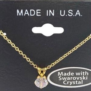 Swarovski Elements Dainty Clear Crystal Pendant Necklace